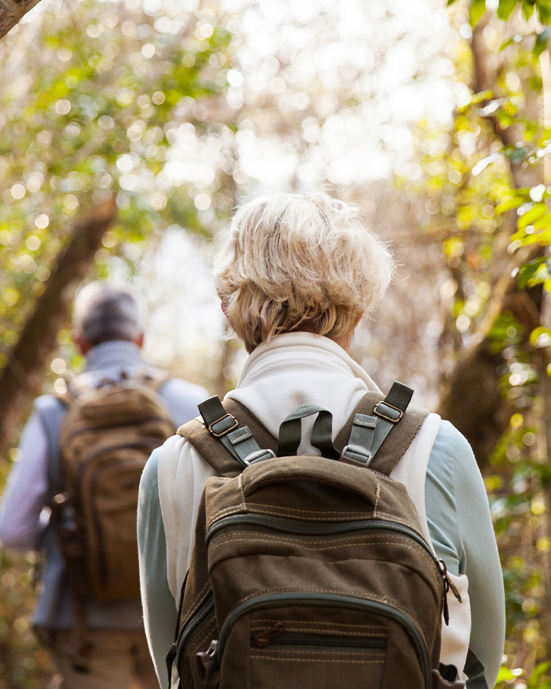 retired couple hiking