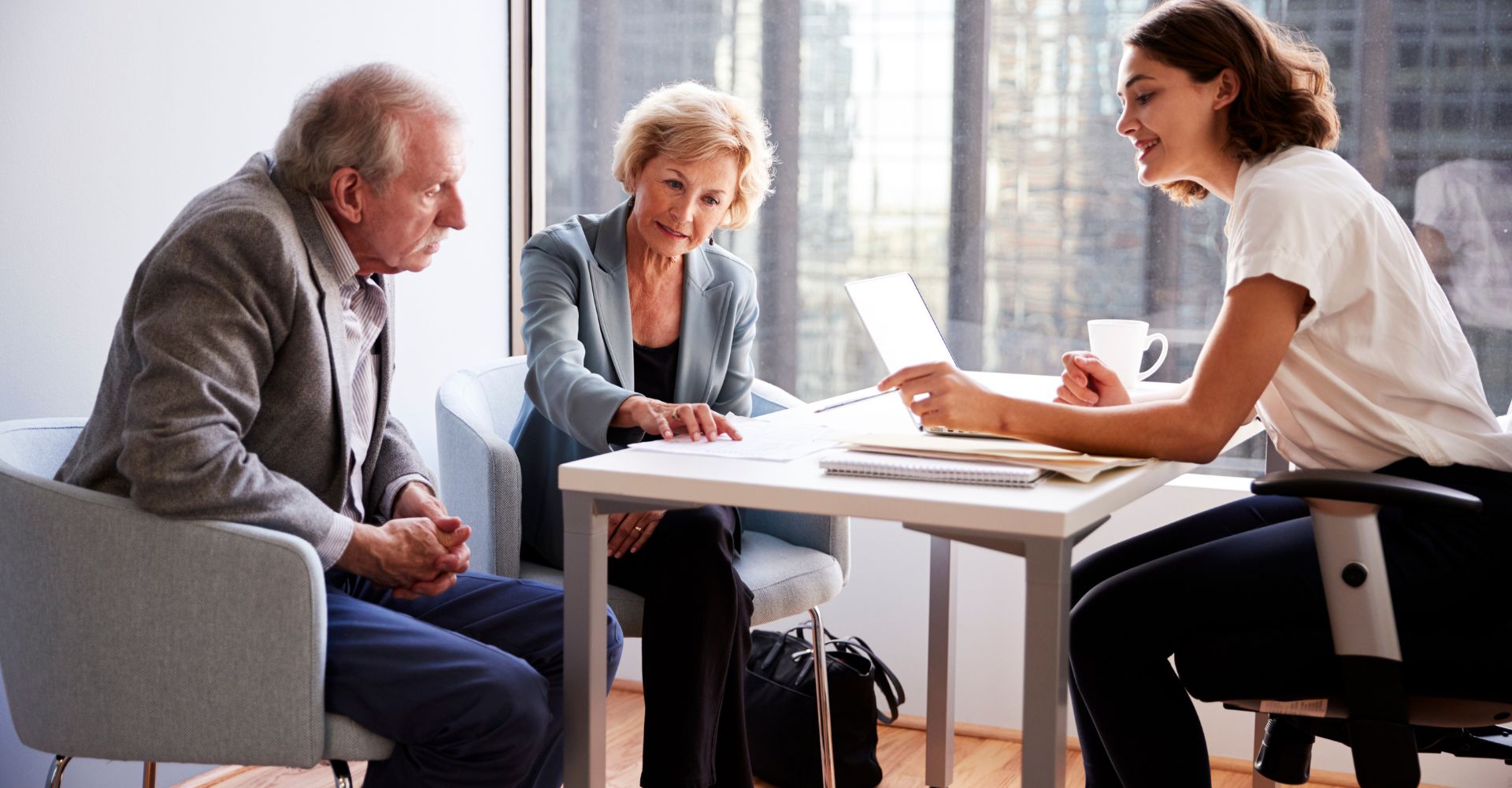 senior couple with tax advisor