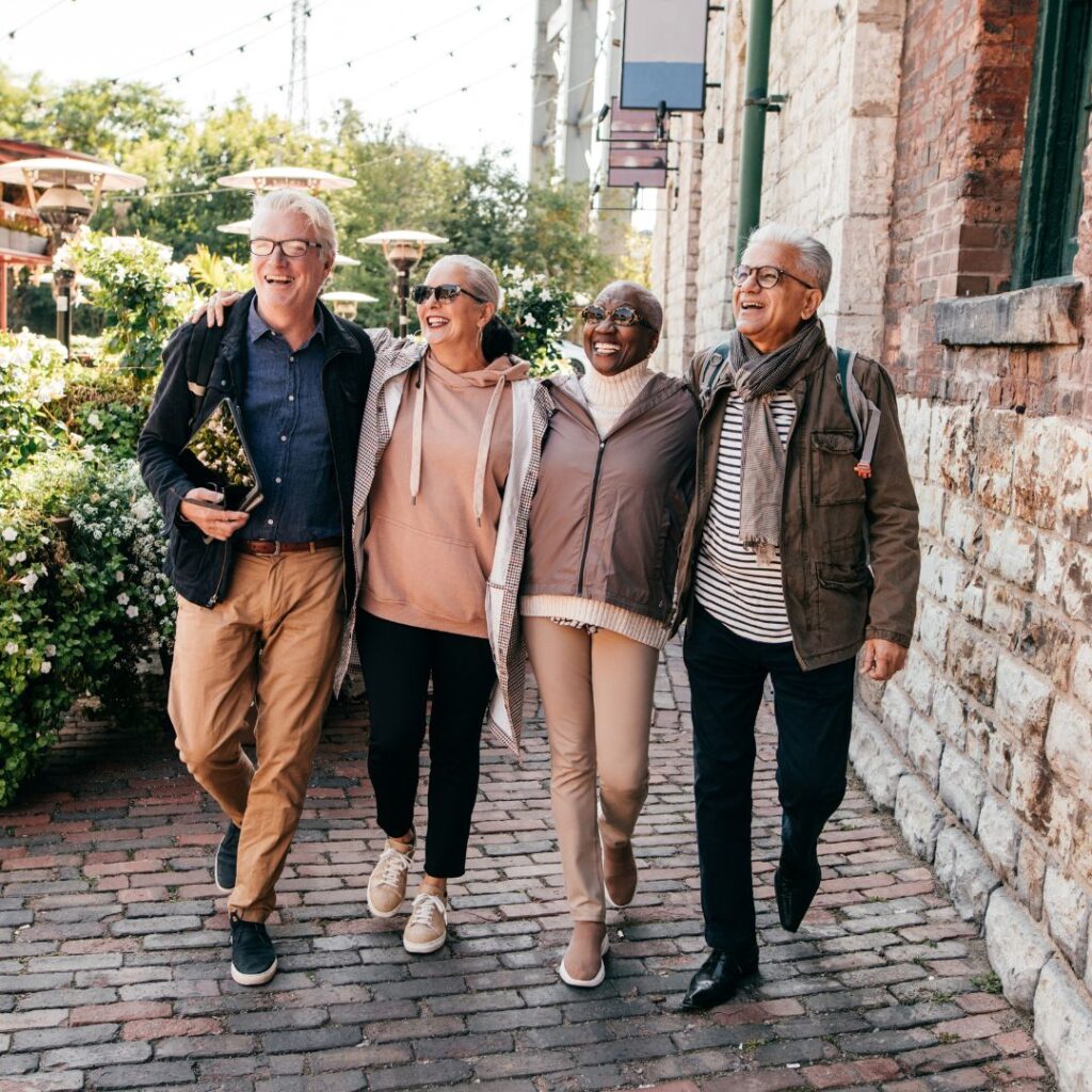 A group of older people walking together