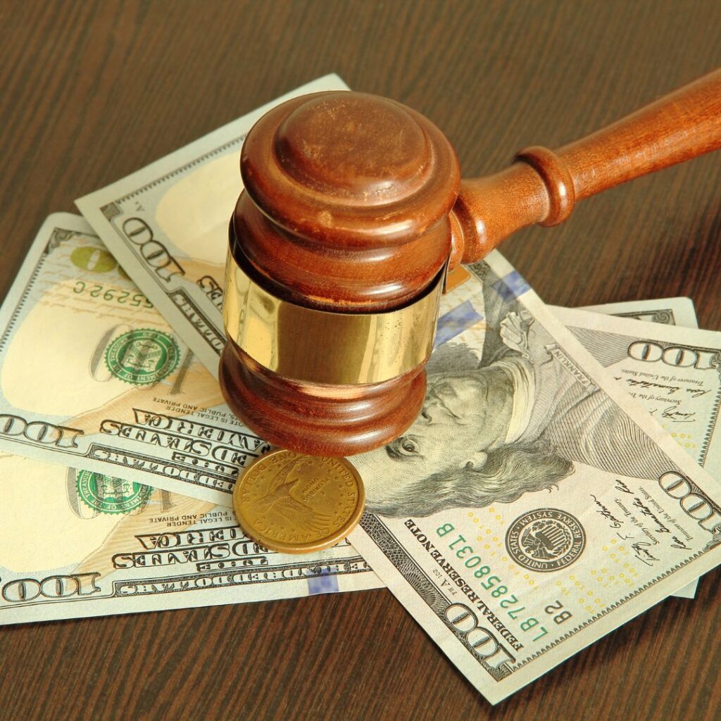 gavel on money