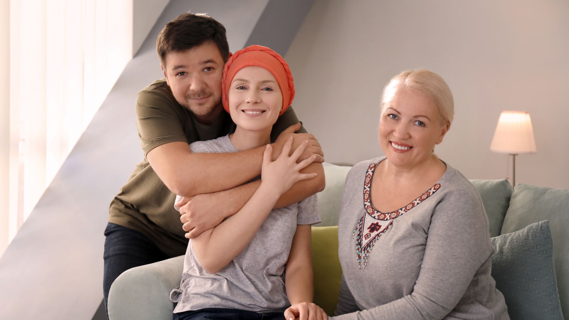 terminally ill woman with family