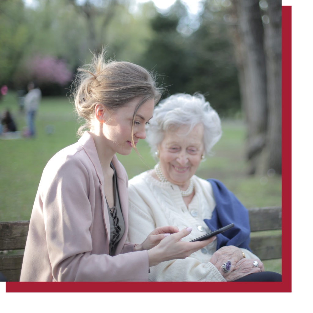 an younger women talking to an elderly women