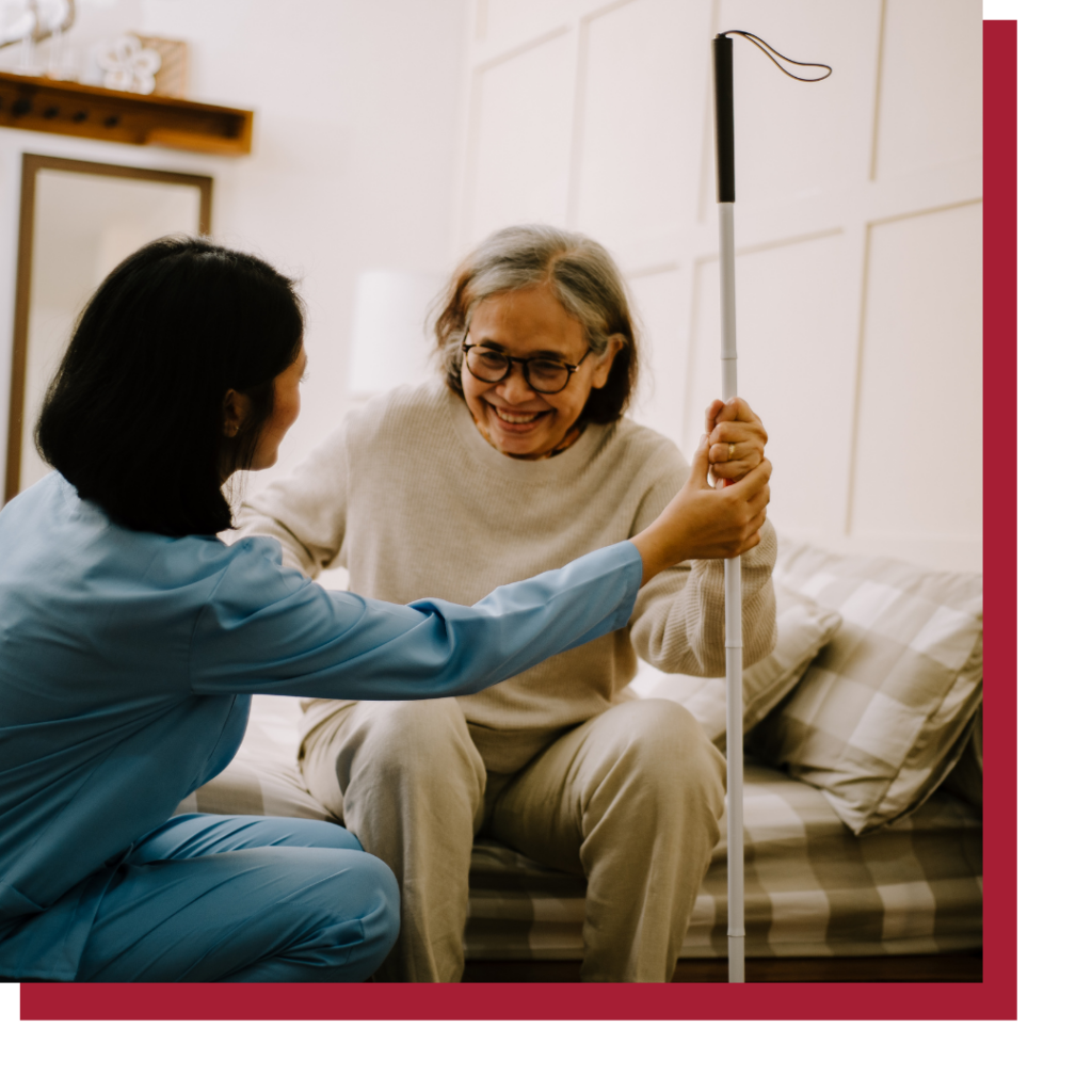 a women helping an older women get up