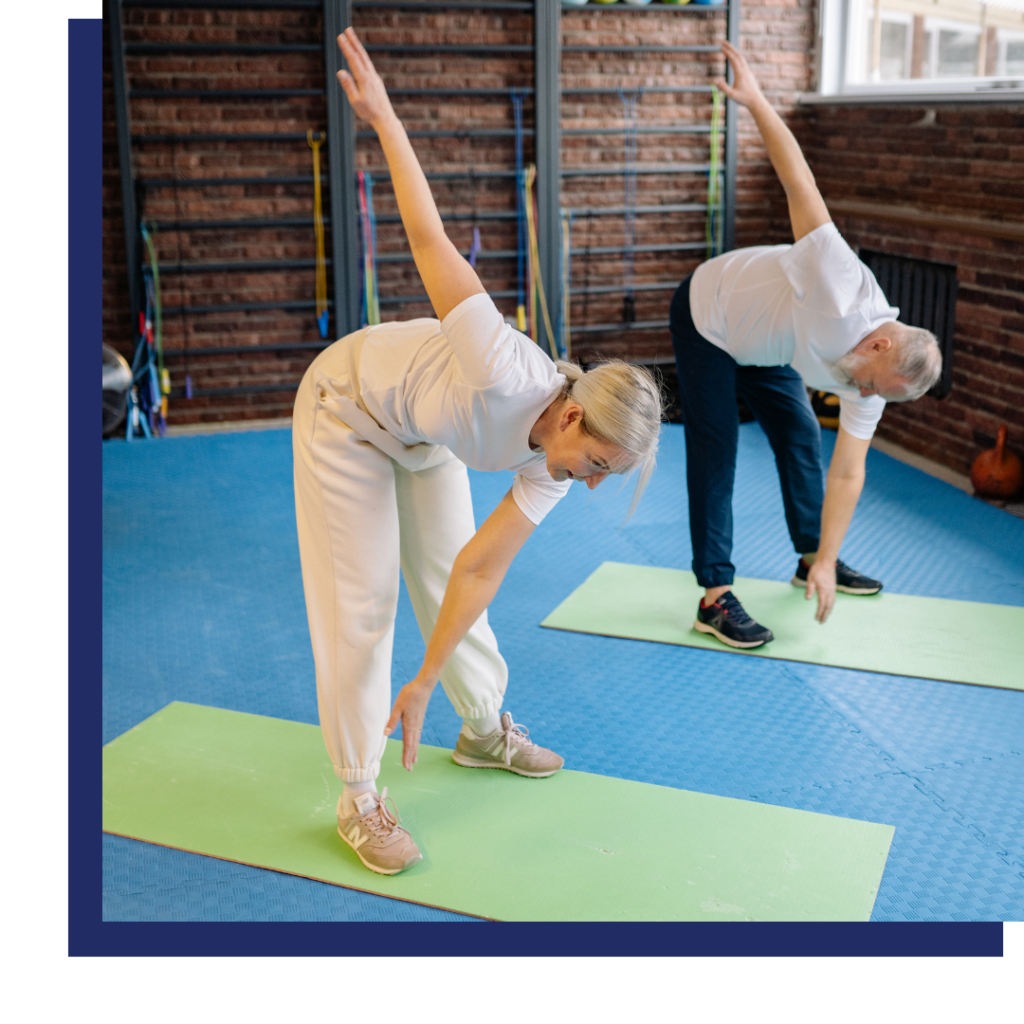 elderly people doing yoga