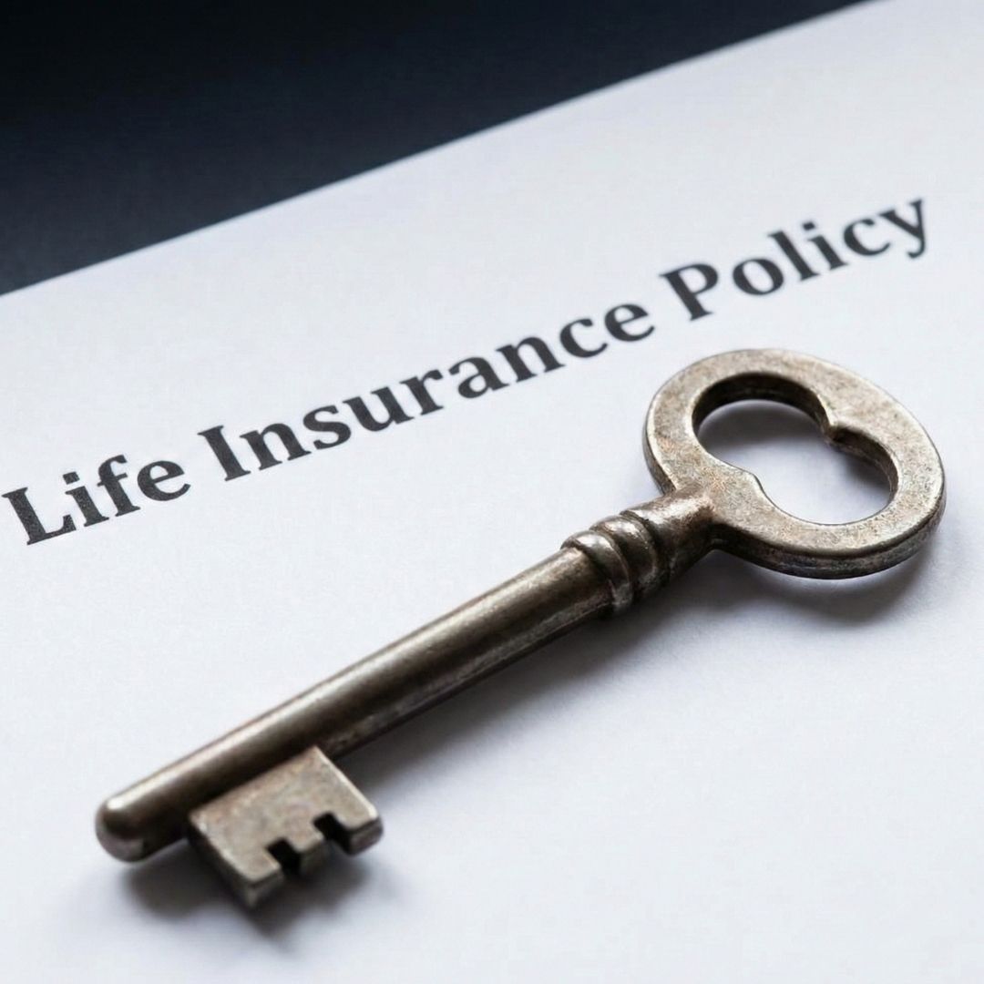 A symbolic image of a key on a life insurance document representing the unlocking of hidden market value.
