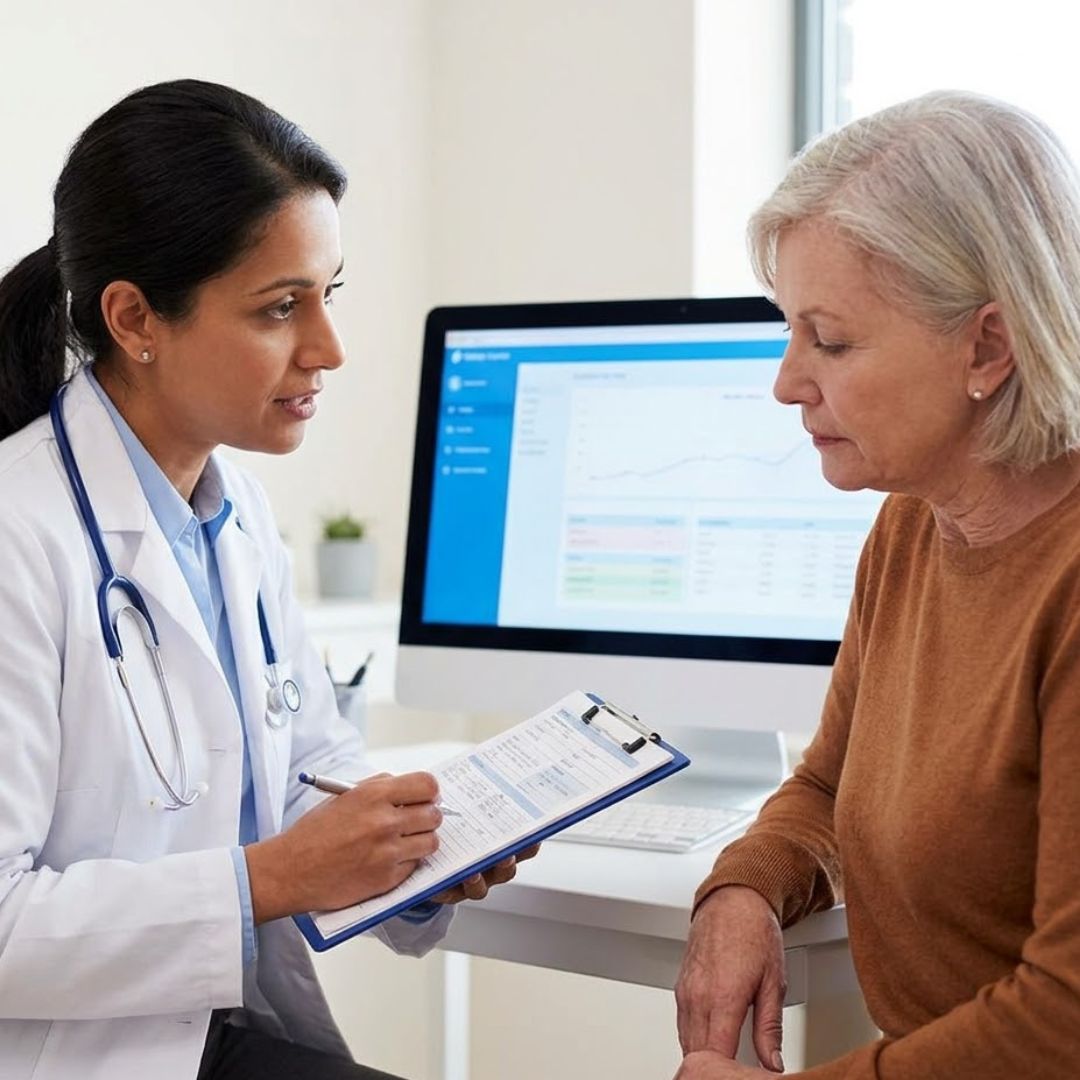 A doctor speaking with a patient.